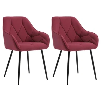 Immagine di WOLTU Set di 2 Sedie da Pranzo con Braccioli e Schienale, Cucina Moderna in Velluto, Poltrone Salotto Gambe Metallo, ergonomiche per Ufficio, Bar, Bordeaux, EZS02bd