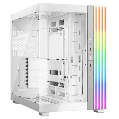 Immagine di be quiet! Light Base 900 DX White PC case, vista panoramica mozzafiato, show design Dual Chamber, striscia LED ARGB massiccia, invertita E utilizzabile orizzontalmente, scheda madre ATX