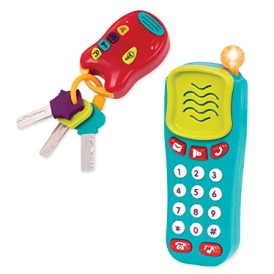 Immagine di Battat Set di Telefono e Chiavi Giocattolo Realistico con luci Suoni per Bambini 18 Mesi in su (2 Pezzi), Multicolore, BT4629Z