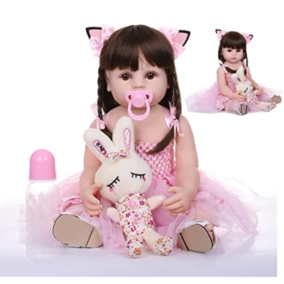 Immagine di ZIYIUI Bambole Reborn Femmine 22 Pollici 55 cm Realistico Originali Tutta in Silicone Neonate che Sembrano vere Ragazza Giocattolo per bambini