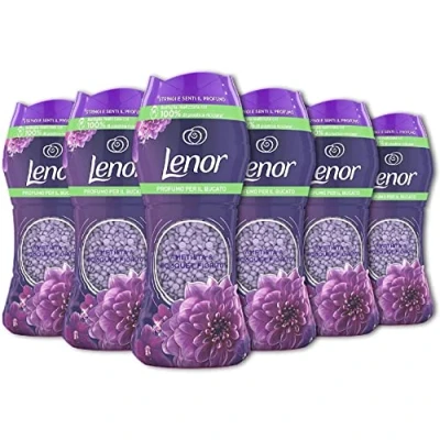 Immagine di Lenor Profumatore Bucato Perle Profumate Lavatrice, Ametista E Bouquet Fiorito, Confezione Da 6 (6 X 210 G), Profumo Non Stop Per Il (Fino A 12 Settimane Nel Guardaroba)