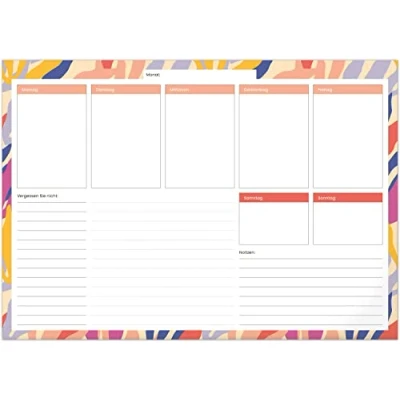 Immagine di NOTIQUE Sottomano da scrivania settimanale, formato A3, non datato, agenda scrivania, con panoramica settimanale per appunti e lista delle cose fare (fogli)