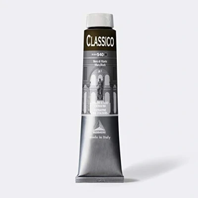 Immagine di Maimeri CLASSICO 200 ml, Extra feine Künstlerölfarbe, Farbton Marsschwarz