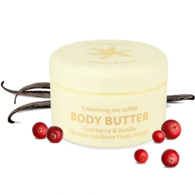 Immagine di Jean &amp; Len Body Butter Cranberry Vanilla, fornisce alla pelle un&#039;idratazione sufficiente, texture delicatamente fondente, formulazione vegana, senza parabeni e siliconi, 200 ml