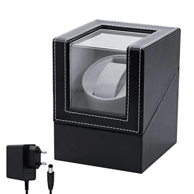 Immagine di Mcbazel Watch Winder Caricatore per Orologi Automatici in Pelle PU Automatico a Scatola Singola Nero