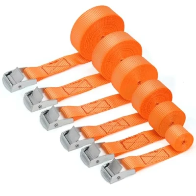 Immagine di Belle Vous 6 Cinghie di Fissaggio a Cricchetto Professionali per Portapacchi Modo Auto Camion Fasce da 1 m con Ganci Cinghiette Portabici Arancione