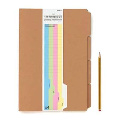 Immagine di Suck UK Taccuino A4 con linguette, agenda divisori per la scuola, accessori ufficio, lista delle cose da fare o pianificatore settimanale, confezione 4 blocchetti di carta a righe,