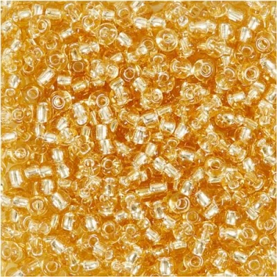 Immagine di Seed Beads rocaille, 8/0 dimensioni, dimensioni del foro 0,6 1,0 mm, 25 g, oro