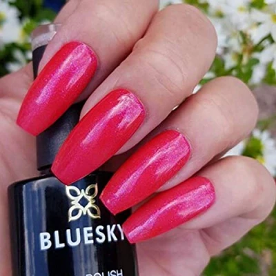 Immagine di Bluesky Smalto Per Unghie Gel, Red Glitter, Gc3, Rosso, Neon, Luccichio (Per Lampade Uv E Led) 10 Ml