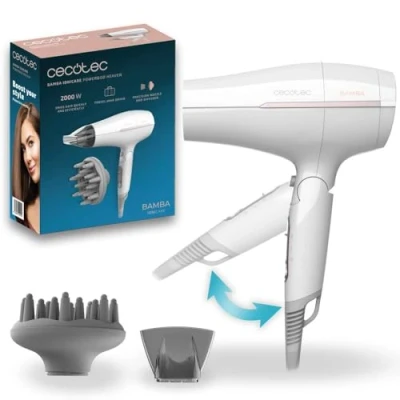 Immagine di Cecotec Asciugacapelli da Viaggio Pieghevole IoniCare Power&amp;Go Heaven. 2000W, 2 Temperature, Velocità, Funzione Aria Fredda, Include Beccuccio Concentratore e Diffusore