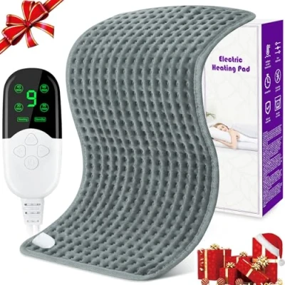 Immagine di Termoforo Elettrico per Lombare Cervicale Spalle Schiena Gambe, Cuscino Riscaldante con 9 Livelli di Temperatura e 4 Impostazioni del Timer, Termico Spegnimento Automatico 30 x 60 cm
