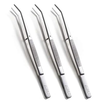 Immagine di Beaditive macchina da cucire pinzetta set (3 pc) seghettata bent tips professionale del grado, alta precisione acciaio inossidabile