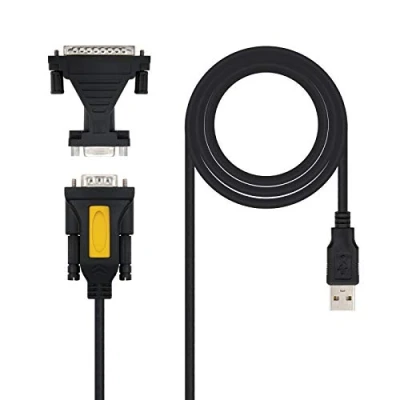 Immagine di NANOCABLE Convertitore da USB a seriale per stampante, tipo A/M RS232 DB9/M DB25/M, maschio maschio, nero, 1.8 mts