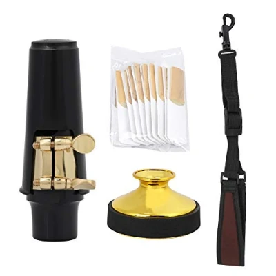 Immagine di 4 in 1 Sassofono Set Sax Reed Bocchino Cap Mute Neck Strap per Alto Accessorio,Accessori strumenti a fiato