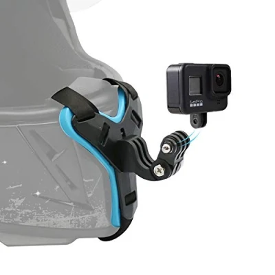 Immagine di SUREWO Supporto sottogola per casco da moto GoPro Hero 13/12/11/10/9/8/7/(2018)/6/5 Nero, DJI Osmo Action 5 Pro/4/3/2, Insta360 ONE R, AKASO/Camppark/YI e altro