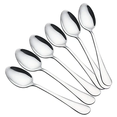 Immagine di VANRA Set di 6 cucchiai da minestra in acciaio inox resistente, colore argento, 20,3 cm (6 cucchiai)