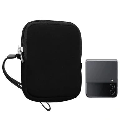 Immagine di kwmobile Custodia in Neoprene con Zip per Smartphone XXS 3/3,5&quot; Astuccio Portacellulare a Sacchetto Cerniera Borsa Antracite/Bianco