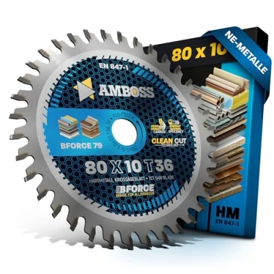 Immagine di Lama per sega circolare HM 80 x 10 Z36, dentata piatta trapezoidale alluminio. AMBOSS WERKZEUGE®, mm, compatibile con Proxxon FET. FKS e KGS molto altro ancora.