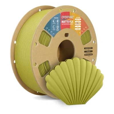 Immagine di OVERTURE Filamento Matte PLA 1.75mm, 1kg Bobina (2.2lbs) Opaco Filamenti per Stampante 3D, Neatly Wound Precisione Dimensionale +/ 0.02 mm, Bamboo Green