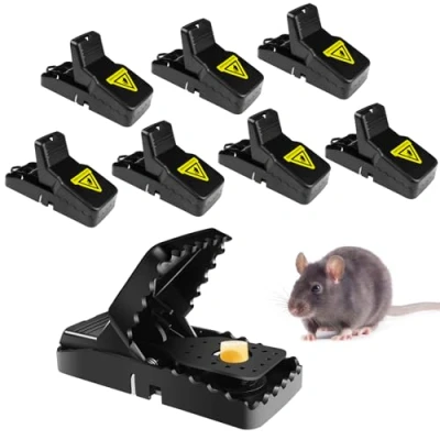 Immagine di Tekenewbse 8 Pezzi Trappola per Topi, Trappole Topi da Interno ed Esterno, Professionale Ratti Riutilizzabile, Plastica Piccoli, Resistenti e Facile Pulire