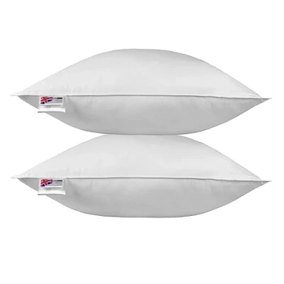 Immagine di HOMESCAPES Confezione da 2 lussuosi inserti per cuscino in piuma d&#039;anatra, 65 cm x cm, perfetto rimbalzo e copertura a prova di piuma, imbottitura generosa, ipoallergenici, certificati RDS,