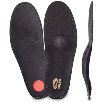 Immagine di SULPO solette ortopediche per scarpe comode in vera pelle con supporto arco plantare e fastidio al metatarso, da uomo donna, 1 paio (nero, 47)