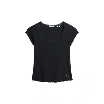 Immagine di Superdry Essential Square NECK Tshirt con stampa, Donna, Taglia: 38, Eclipse navy