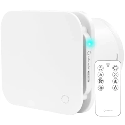 Immagine di Turbionaire Trend Plus 150 WM Aspiratore per Bagno, Cucina, Telecomando, Multifunzione, макс. 6.5W,7 Velocità + Boost, Motore DC Brushless, Valvola di Non Ritorno,Timer regolabile, Silenzioso,150 mm