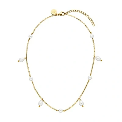 Immagine di Purelei® Pearl Drop, collana impermeabile con perle per donne, elegante in Acciaio inox, regalo 35 40 cm, lunghezza regolabile, inossidabile, Perla