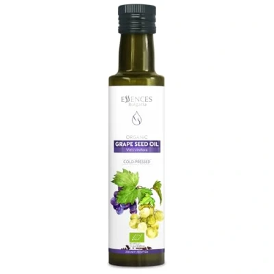 Immagine di Essences Bulgaria Olio di Semi d&#039;Uva Biologico 250ml Spremuto a Freddo 100% Naturale Qualità Extra Premium Gusto Eccellente Salse Insalate Nessun Additivo o Conservante Non OGM