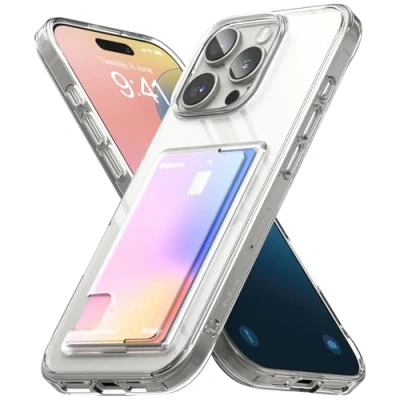 Immagine di Ringke Fusion Card Compatibile con Cover iPhone 16 Pro Max, Custodia Portafoglio Trasparente Porta Carte Integrato per Ricarica Wireless Clear