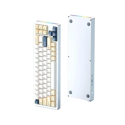 Immagine di ATTACK SHARK M71 Tastiera da gioco meccanica in alluminio CNC, Tri Mode BT5.0/2.4G wireless/cablata, 4600mAh ricaricabile, 68% Hotswap Gasket, illuminazione RGB 14 Chroma per MAC&amp;WIN Blueberry Cheese