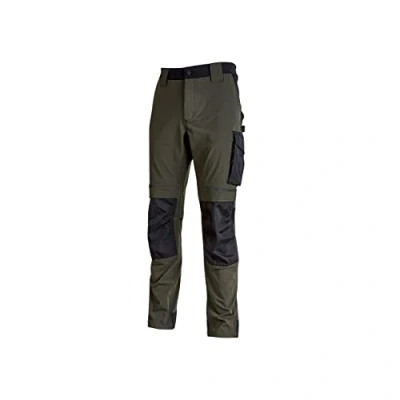Immagine di Pantalone U Power Performance, Modello Atom, Slim Fit Elasticizzato, con Multi_tasche Frontali e Laterali, Tessuto Traspirante, Elastico in Vita, Cerniera di Chiusura (Dark Green_XL)