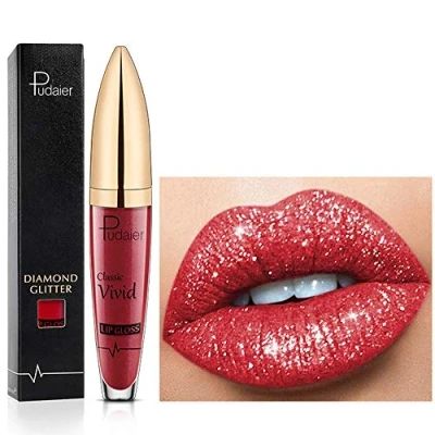 Immagine di 18 Color Diamond Glitter Lipgloss Rossetto liquido opaco lucido, lucidalabbra a lunga durata Coppa antiaderente Rossetti naturali morbidi e confortevoli (08)