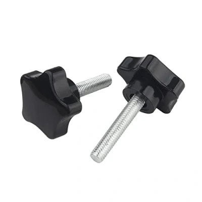 Immagine di MOOPW M6 x 40mm 4 Pcs Stelle Maniglia Viti a testa zigrinata Acciaio al carbonio Pomello Vite di serraggio Macchina Plastica Impugnatura