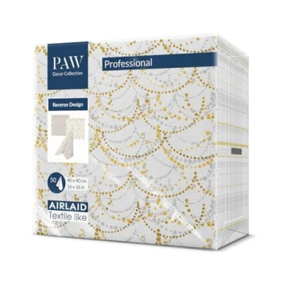 Immagine di PAW Tovaglioli di Carta Colorati Airlaid (40 x 40 cm) I 50 Pezzi Ideale per Matrimonio, Battesimo, Comunione, Compleanno Stoffa Inverso Ghirlanda Festiva