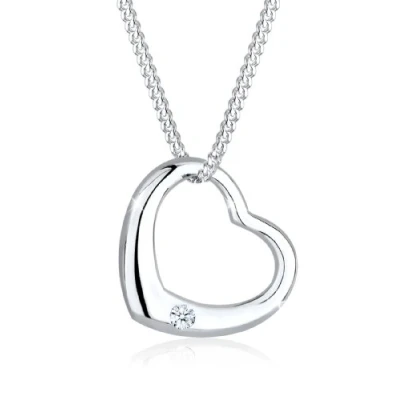 Immagine di DIAMORE Collana Donna Ciondolo Cuore Classico con Diamante (0,03 ct) in Argento Sterling 925