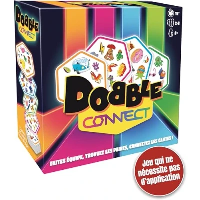 Immagine di Asmodee Dobble Connect gioco da tavolo con carte, di velocità, familiare, per bambini 8 anni, 2 a giocatori, 15 min, versione francese