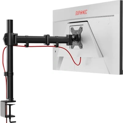 Immagine di Duronic DM251X3 BK Braccio per un monitor da 13 a 27 pollici Supporto schermo singolo Inclinazione e altezza regolabile VESA 75 100 ergonomico articolato PC morsetto