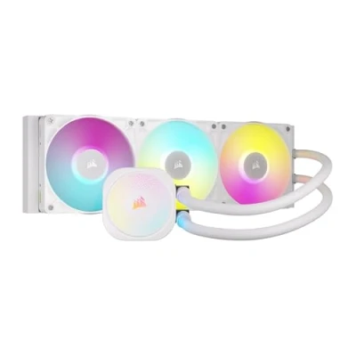 Immagine di CORSAIR iCUE LINK TITAN 360 RX RGB Raffreddatore CPU a Liquido 360mm AIO 3x RX120 Ventole Incluse Adatto Intel LGA 1851/1700, AMD AM5/AM4 Hub di Sistema Incluso Bianco