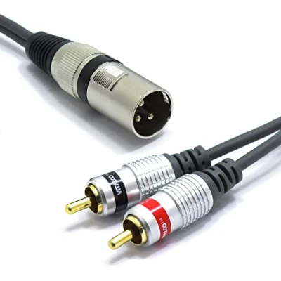 Immagine di VITALCO Cavo XLR Maschio a 2x RCA 3m Adattatore 3 pin Doppio Connettore per Microfono Y Splitter