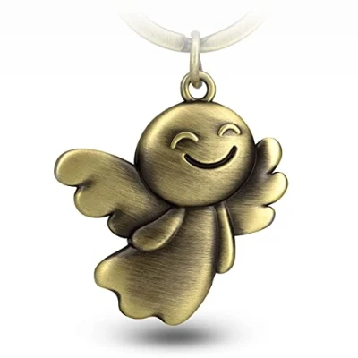 Immagine di FABACH Portachiavi con angelo custode Fly Allegro ciondolo in metallo per auto attenzione, Bronzo antico, taglia unica,