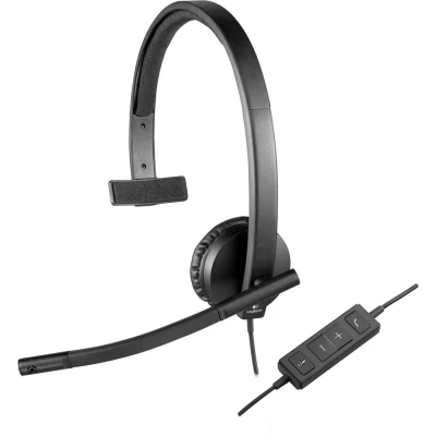 Immagine di Logitech H570e Computer Cuffie On Ear via cavo Mono Nero Riduzione del rumore microfono regolazione volume, Muto