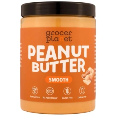Immagine di Grocer Planet Burro di Arachidi Proteico Senza Zuccheri (1Kg) Smooth Peanut Butter 100% Naturale Olio Palma Glutine Lattosio