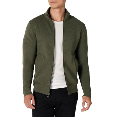Immagine di Amazon Essentials Felpa con Collo a Lupetto Cerniera Integrale Uomo, Verde Oliva Puntinato, XS
