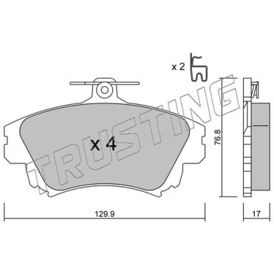 Immagine di TRUSTING 295.0 Kit pastiglie freno con segnalatore acustico usura MITSUBISHI: Colt 6, VI CZC Cabrio, Carisma Hatchback, SMART: Forfour I