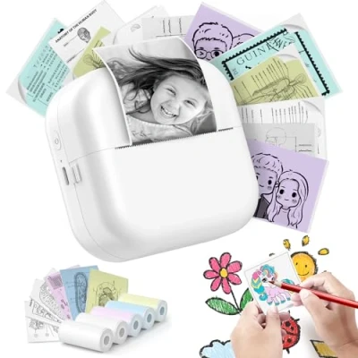 Immagine di ETROBOT Etichettatrice Etichette Adesive Bluetooth, Mini Stampante Portatile per Personalizzate Compatibile con iOS e Android 2 Rotolo di Ufficio Casa (X6+5 Roll)