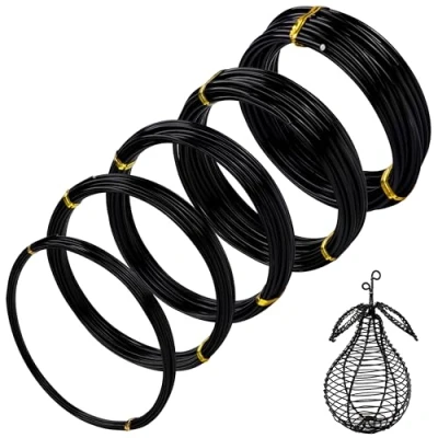 Immagine di Belle Vous Confezione da 5 Filo Alluminio per Bigiotteria Nero Rotoli 1, 1,5, 2, 2,5 e 3 mm m Modellabile Fai Te, Artigianato Artistico Floreale, Perline Modellismo