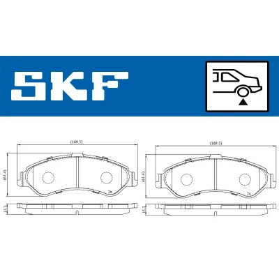 Immagine di SKF VKBP 90221 Kit pastiglie freno Non predisposto per contatto segnalazione usura AUDI: A6 C6 Avant, Sedan, A4 B7 Sedan