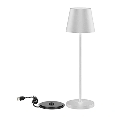 Immagine di V TAC Lampada da Tavolo senza Fili LED Dimmerabile con Comandi Touch Bianca Wireless per Uso Interno ed Esterno IP54 Casa o Ristorante Batteria 4400 mAh Luce 3000K Calda 2W